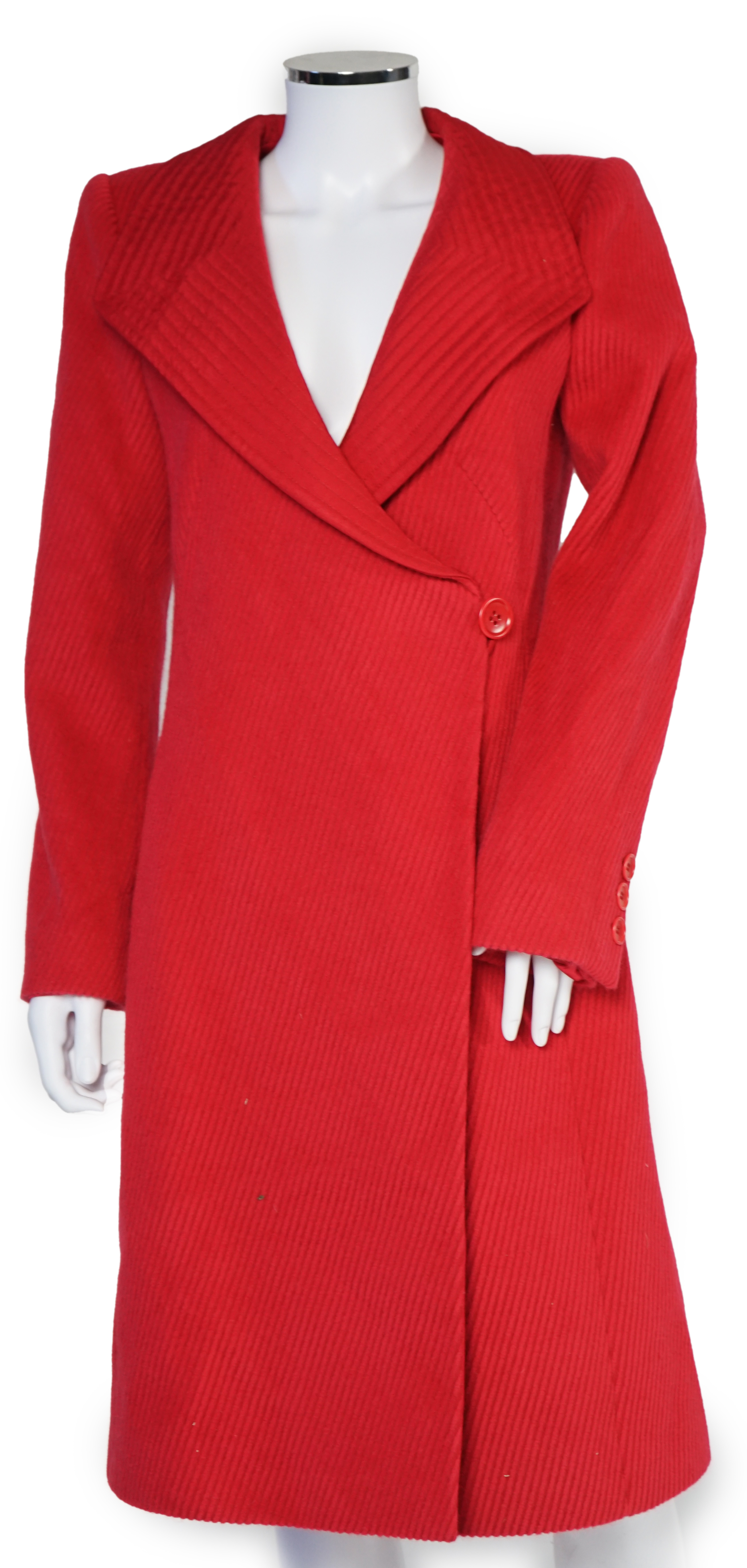 A lady's Armani Collezioni red coat, size 44